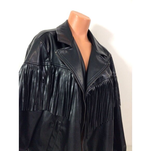 Torrid Faux Leather Jacket Coat Fringe Detail Womens 4X New - Picture 3 of 10